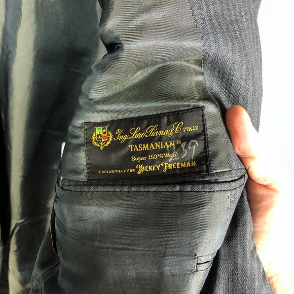 Hickey Freeman Gray Stripe Notch Lapel Wool Suit Jacket Size 48L - Picture 5 of 9